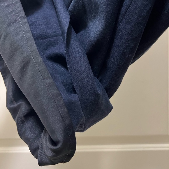 NWOT Vince Navy Blue Linen Blend Cropped Wide Leg Pants - Picture 8 of 9